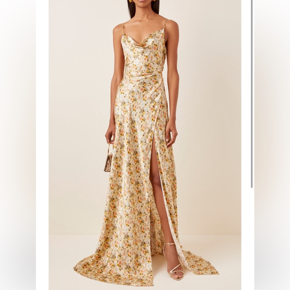 Markarian Dashwood Floral-Print-Silk-Satin Gown